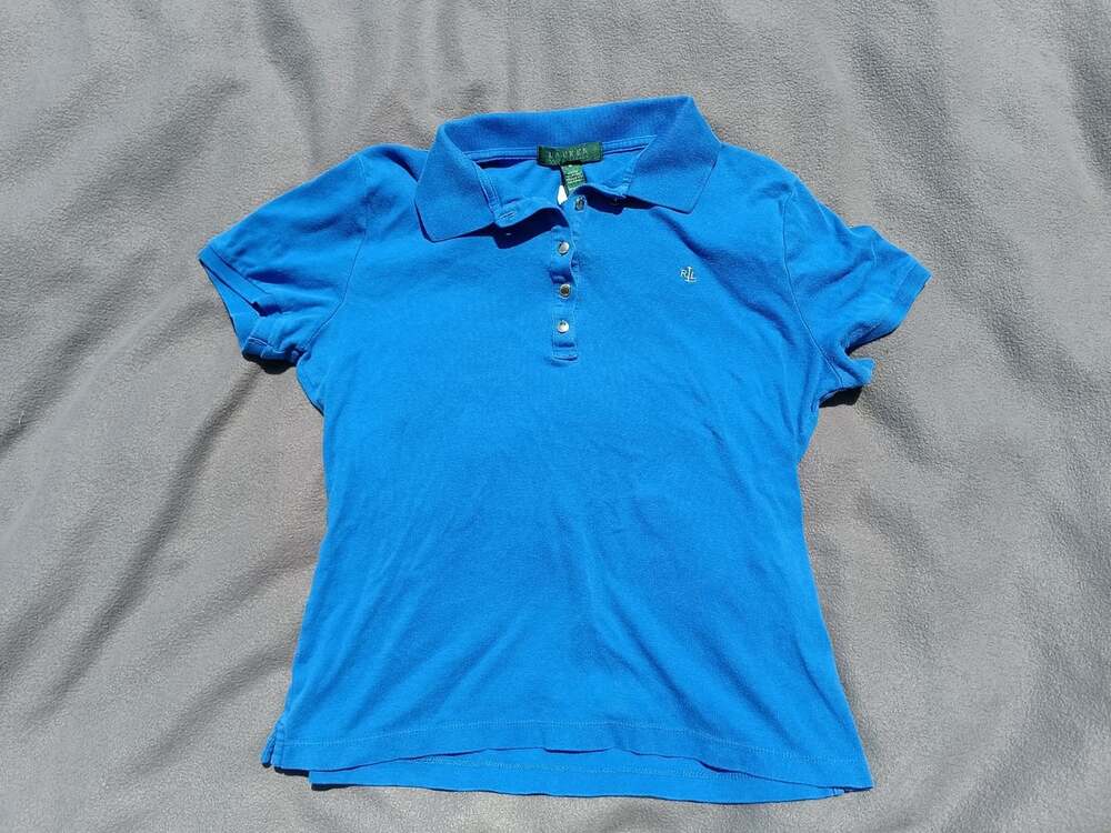 Polo Ralph Lauren Women’s Medium Blue Golf Polo Shirt Y2K 1/4 Button Cotton